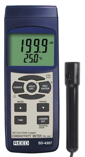 Reed Instruments Sd 4307 Conductivity Tds Salinity Meter Data Logger